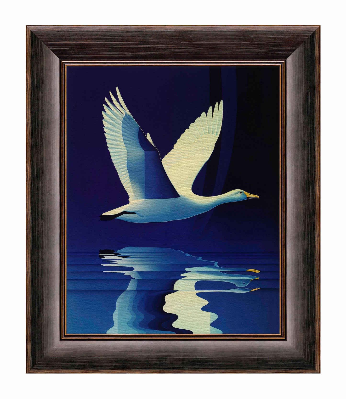Reflections in Flight - Swan Over Tranquil Waters - Limited Edition Canvas