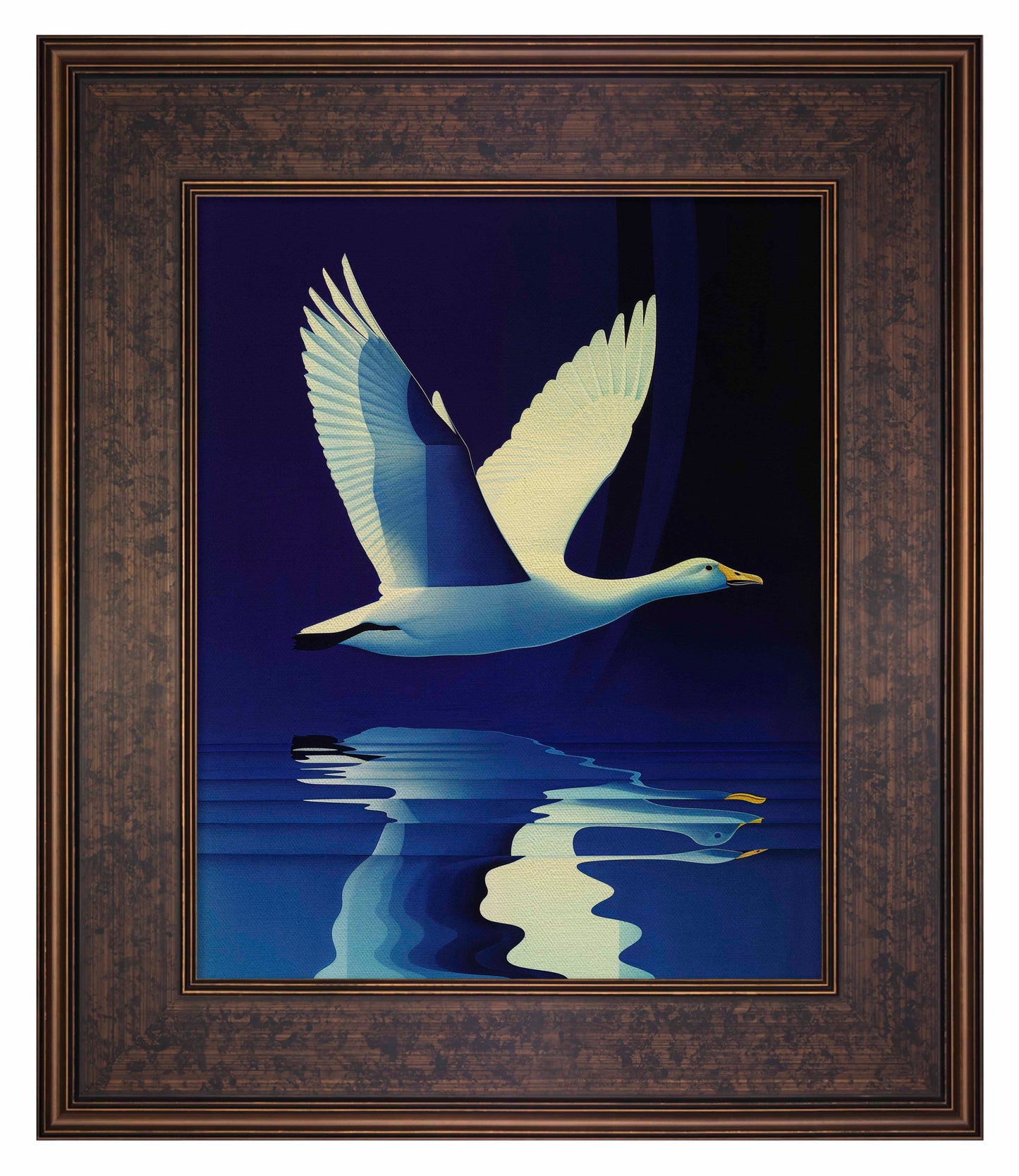 Reflections in Flight - Swan Over Tranquil Waters - Limited Edition Canvas