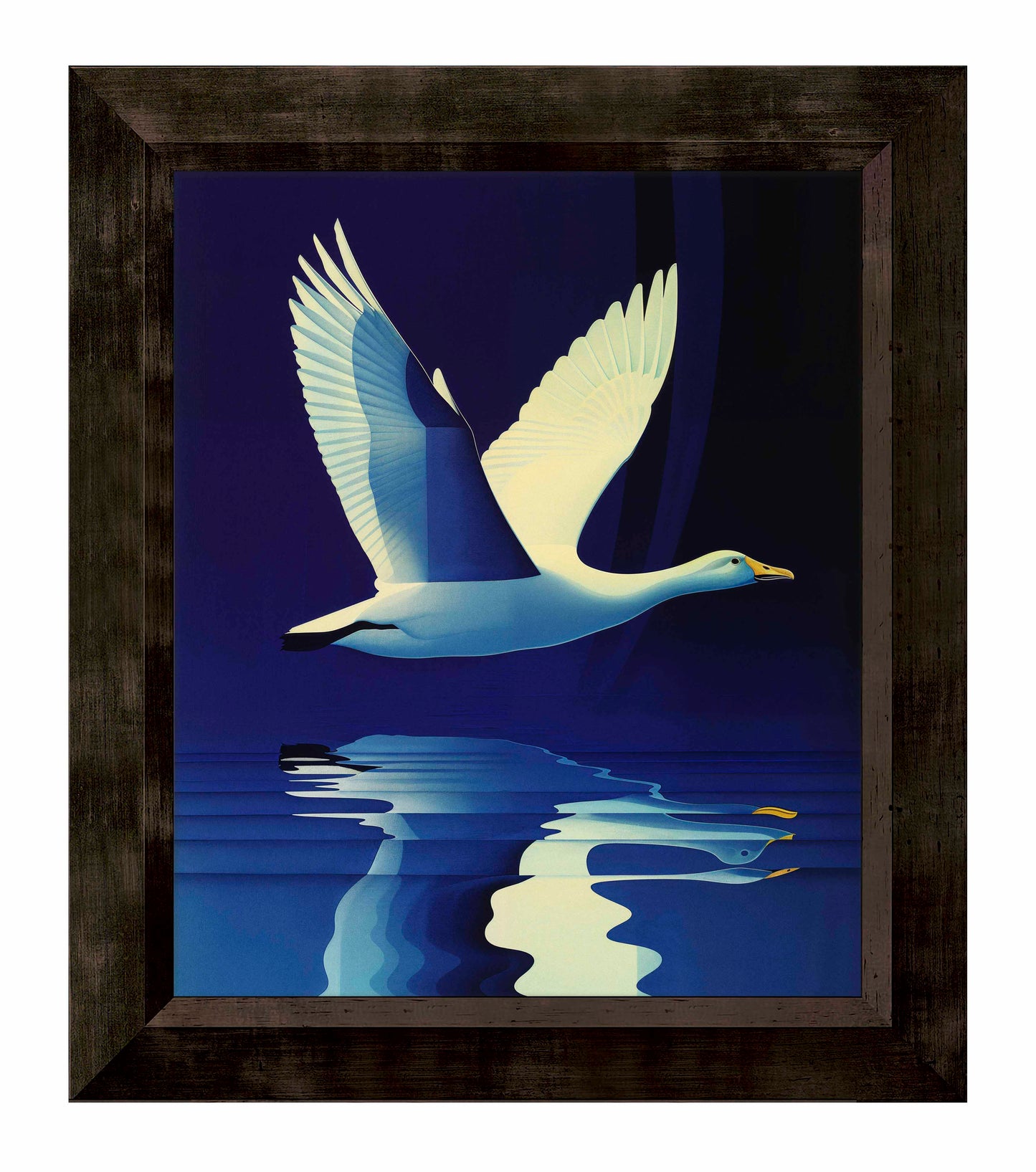 Reflections in Flight - Swan Over Tranquil Waters - Limited Edition Canvas
