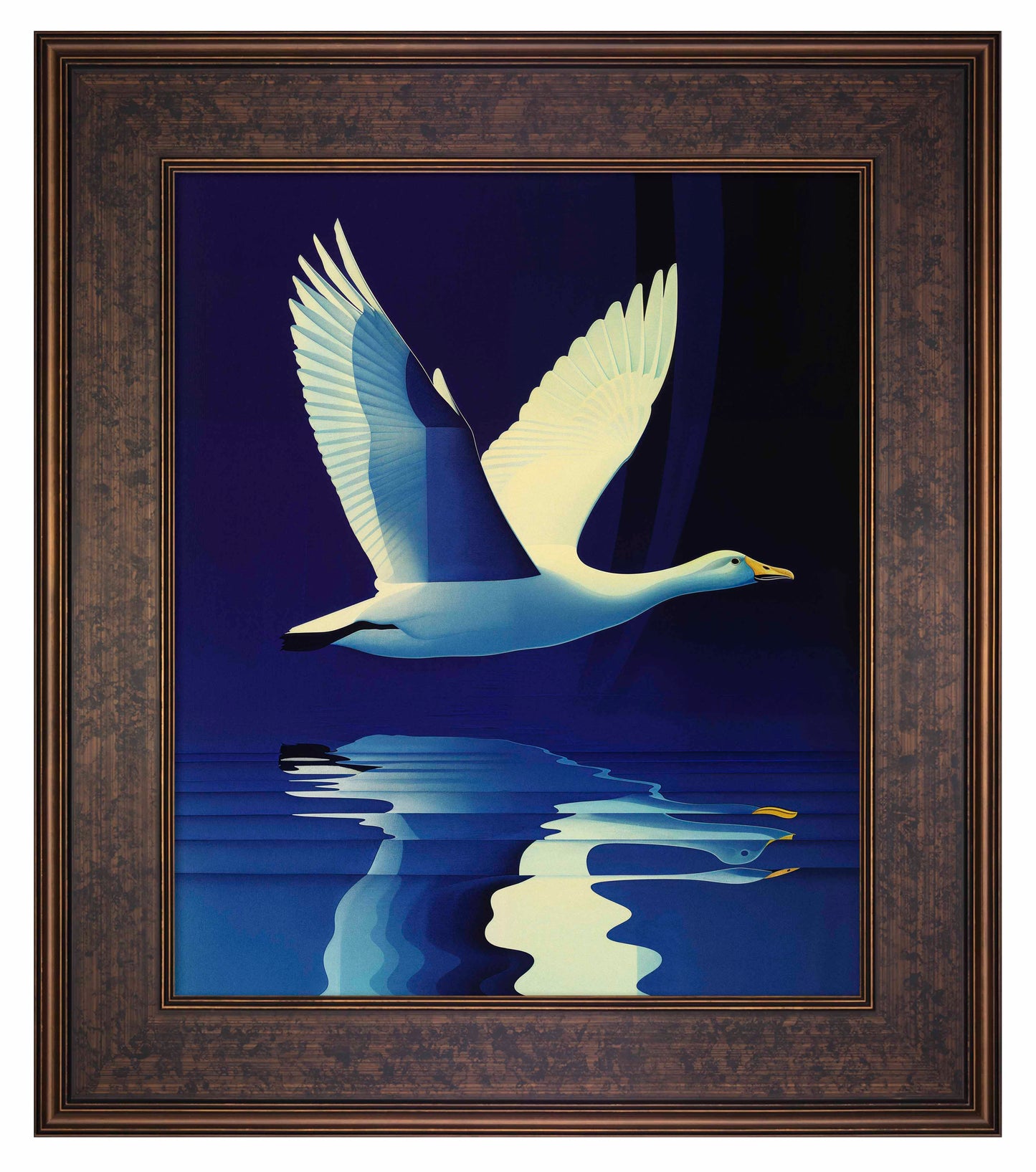 Reflections in Flight - Swan Over Tranquil Waters - Limited Edition Canvas