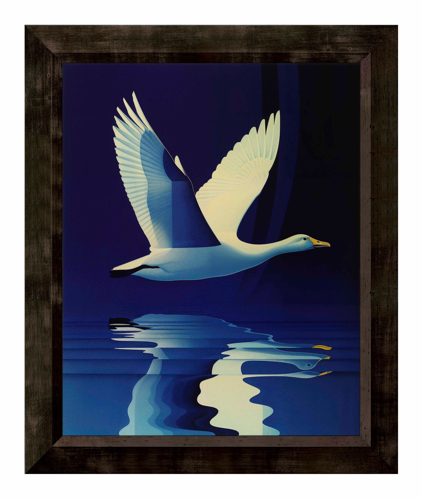 Reflections in Flight - Swan Over Tranquil Waters - Limited Edition Canvas
