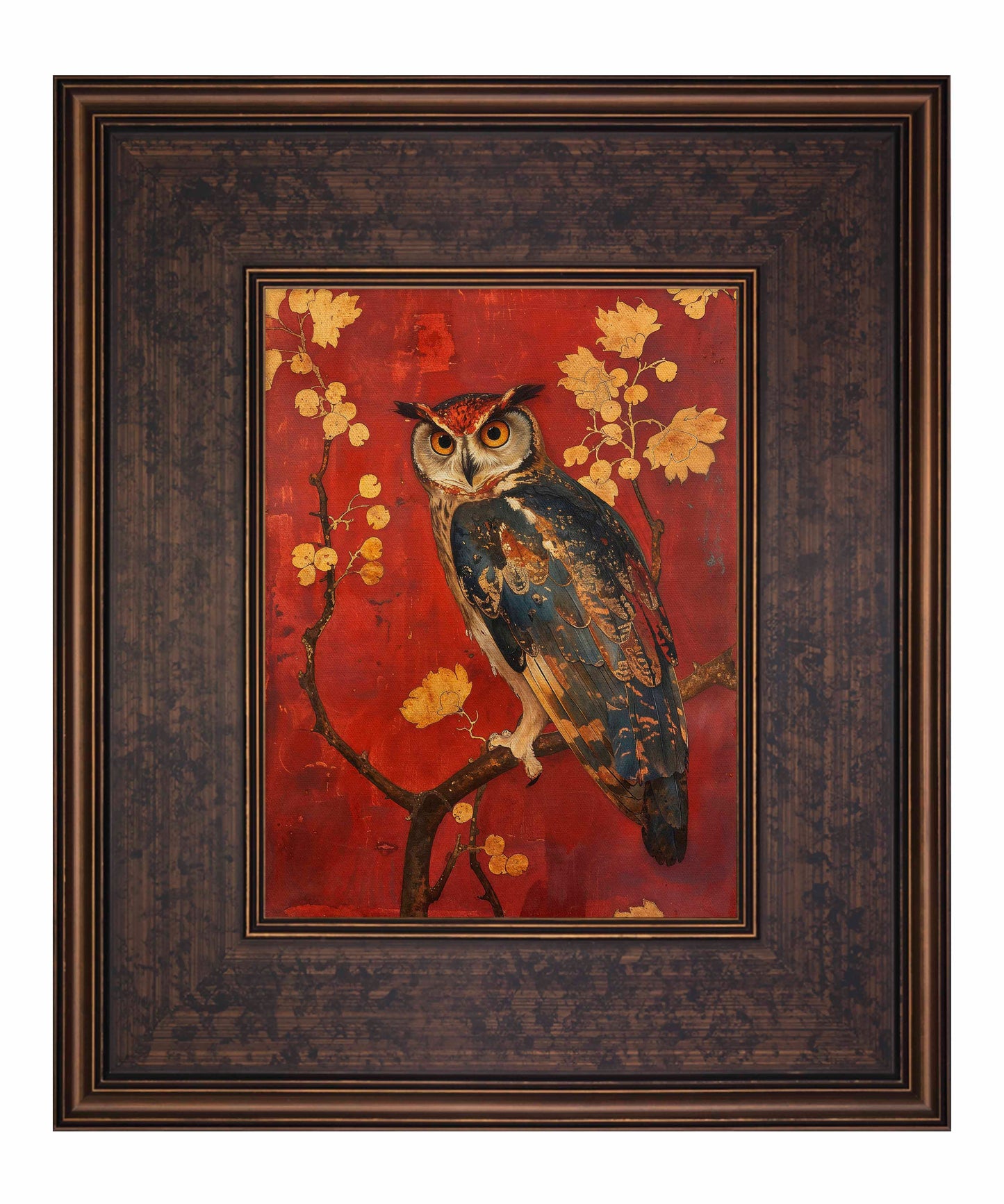 Majestic Watcher - Owl in Golden Foliage - Limited Edition Canvas
