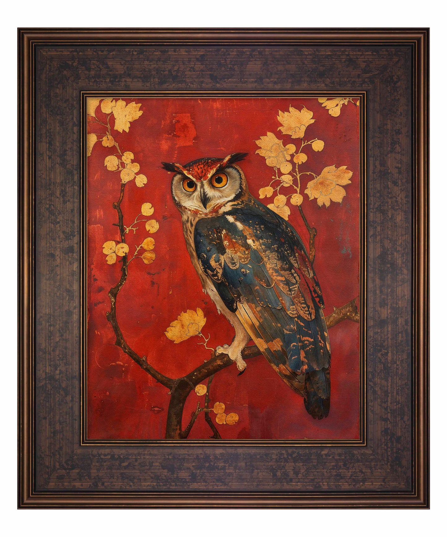 Majestic Watcher - Owl in Golden Foliage - Limited Edition Canvas