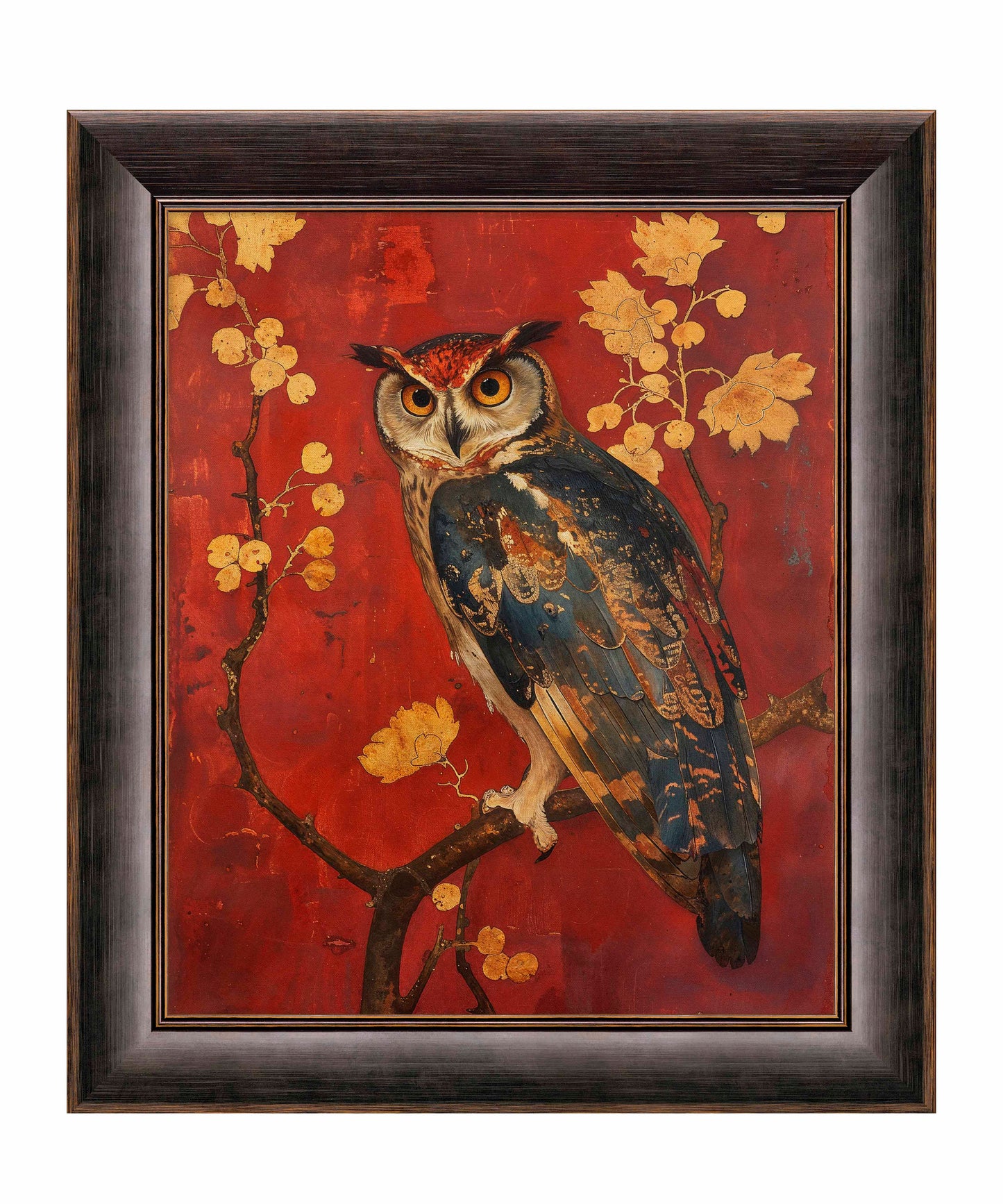Majestic Watcher - Owl in Golden Foliage - Limited Edition Canvas