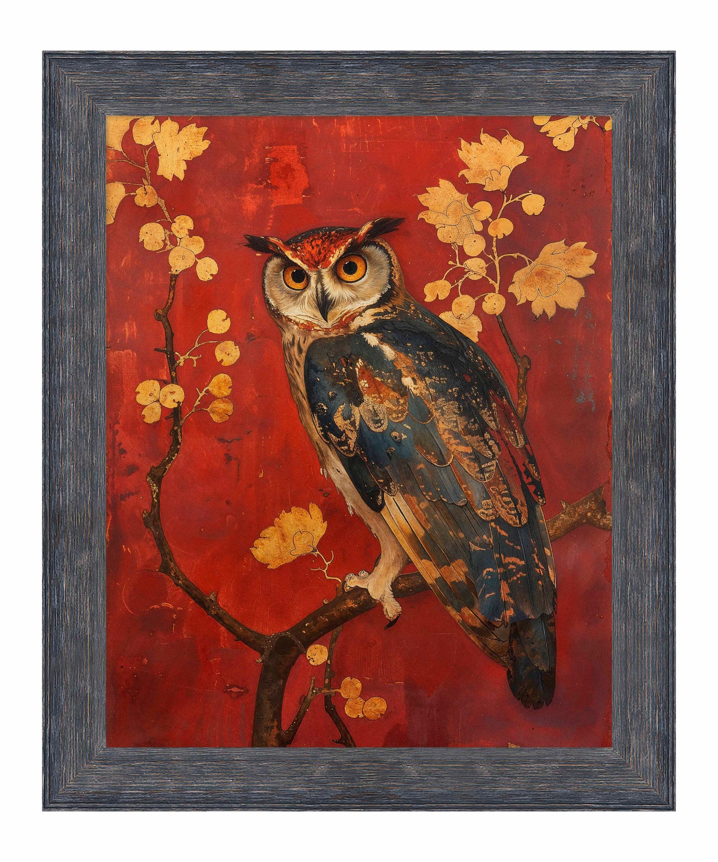 Majestic Watcher - Owl in Golden Foliage - Limited Edition Canvas