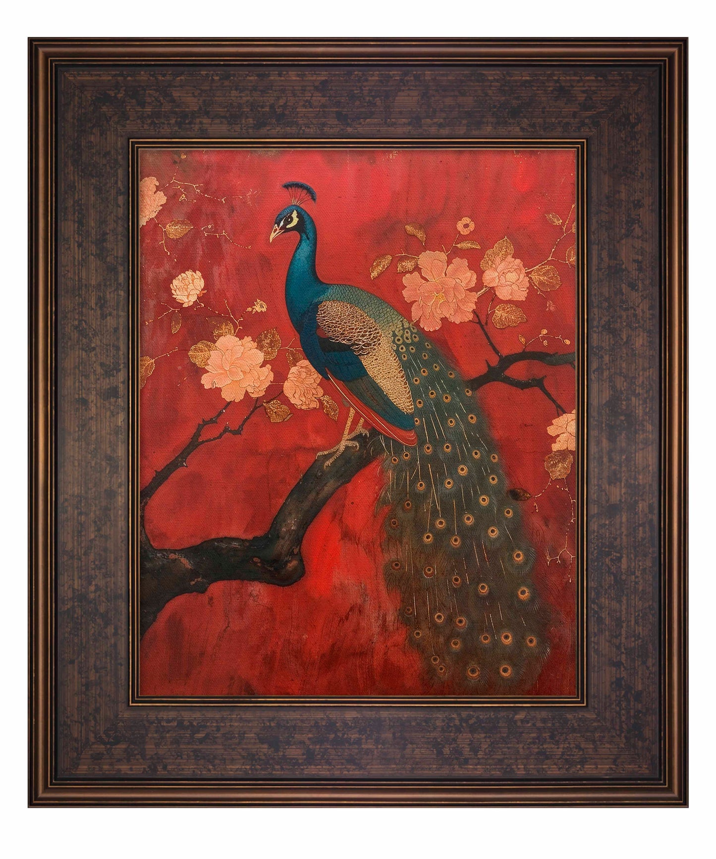 Opulent Grace - Peacock Amidst Blossoms - Limited Edition Canvas