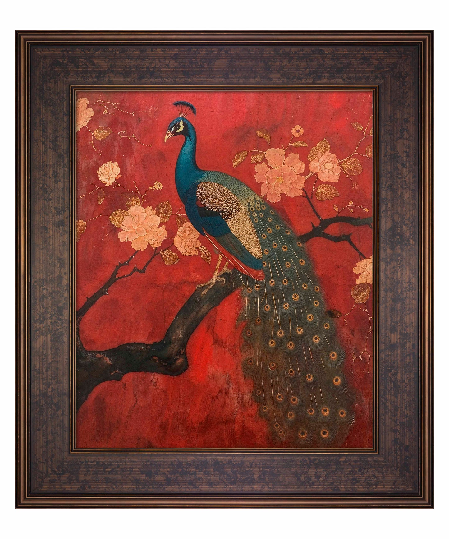 Opulent Grace - Peacock Amidst Blossoms - Limited Edition Canvas