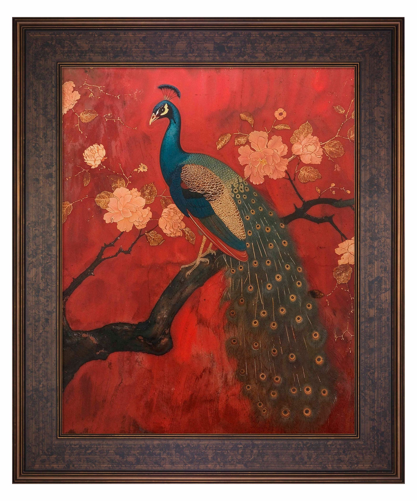 Opulent Grace - Peacock Amidst Blossoms - Limited Edition Canvas