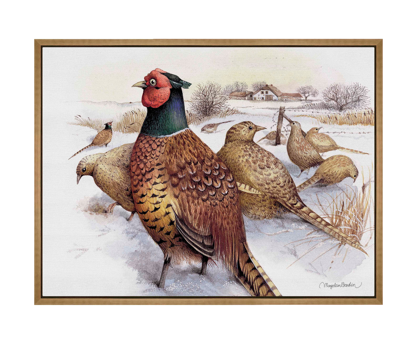 Pheasants in Snow - Gallery Wrapped Canvas