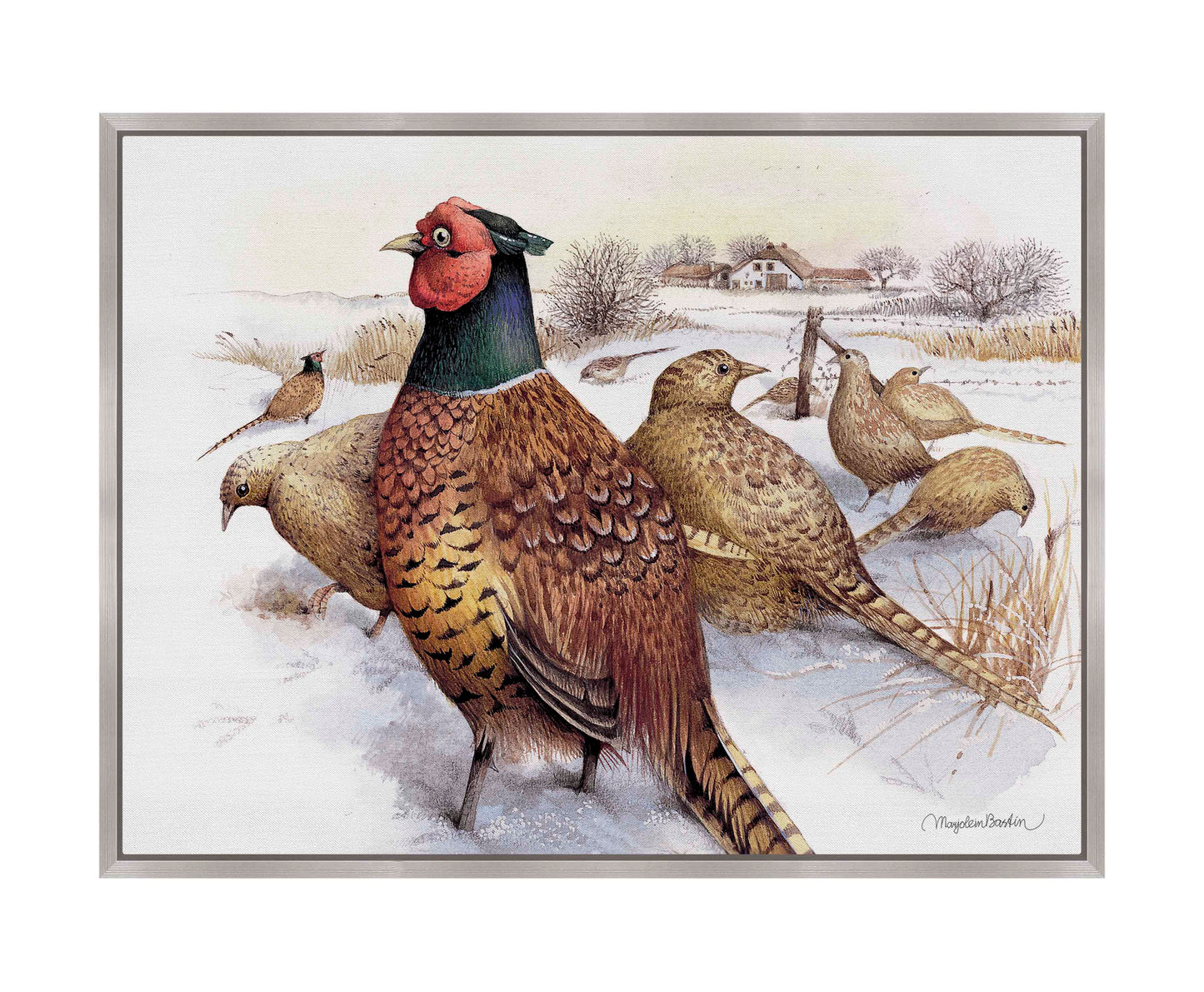 Pheasants in Snow - Gallery Wrapped Canvas