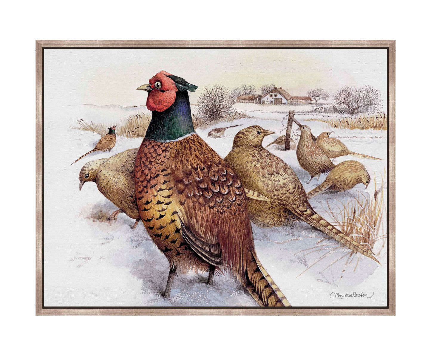 Pheasants in Snow - Gallery Wrapped Canvas