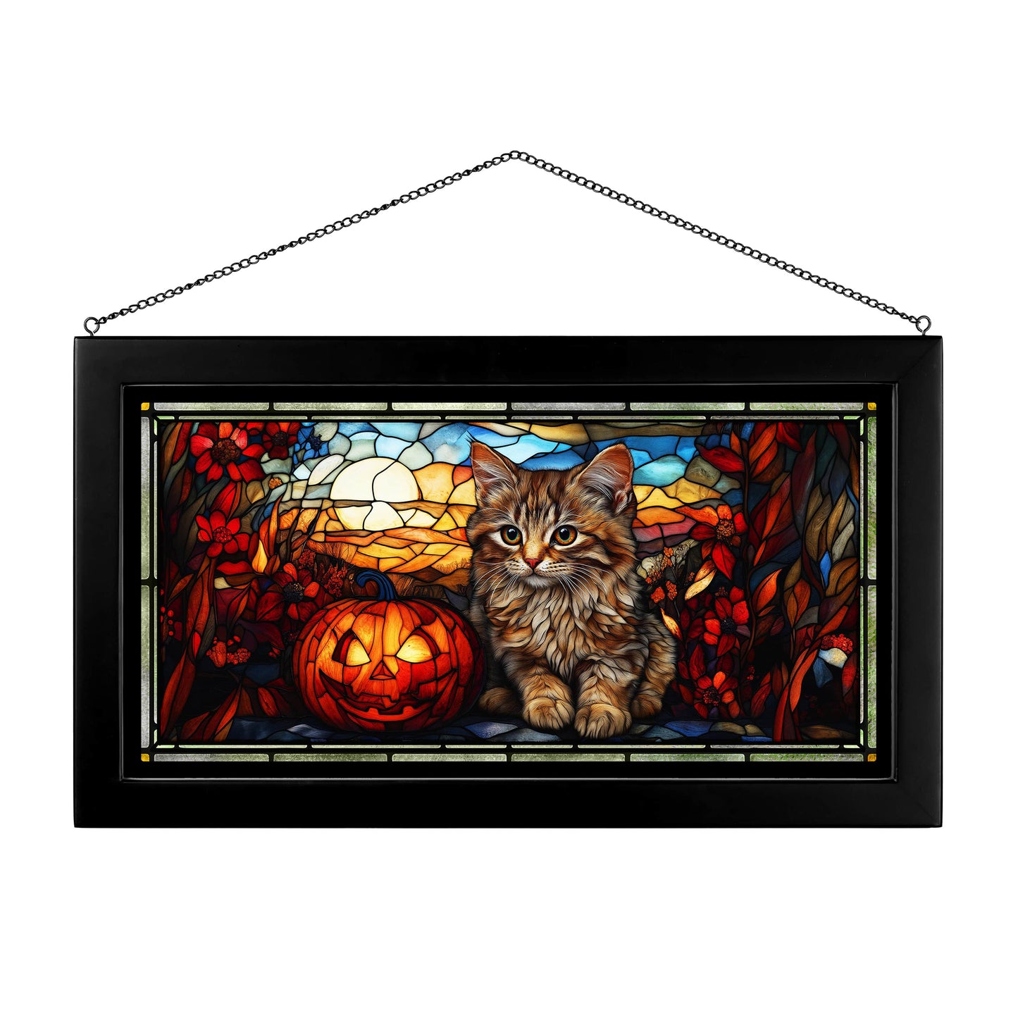 Autumn's Tiny Terror  - 13" x 23" Stained Glass Art