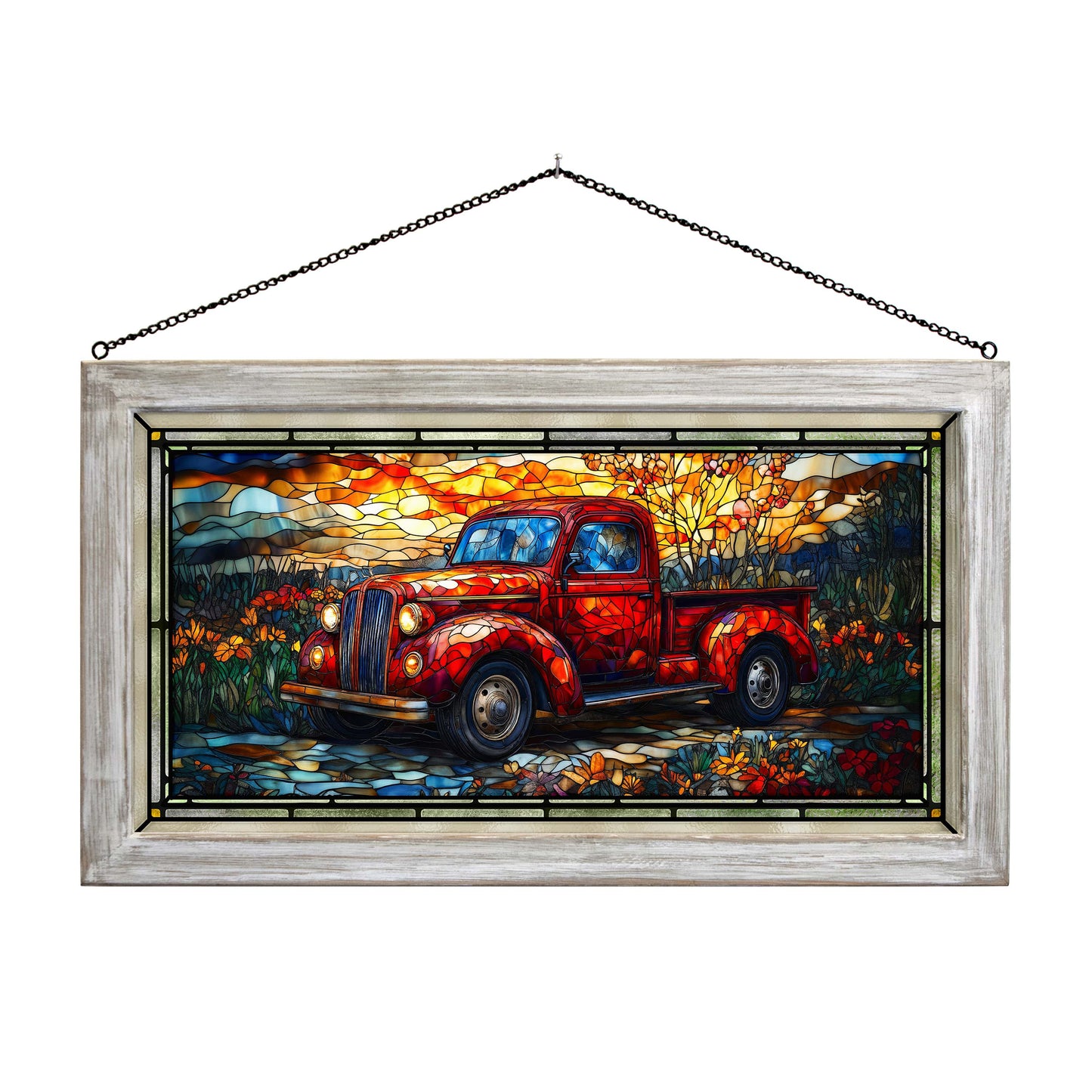 Fading Light, Timeless Ride  - 13" x 23" Stained Glass Art
