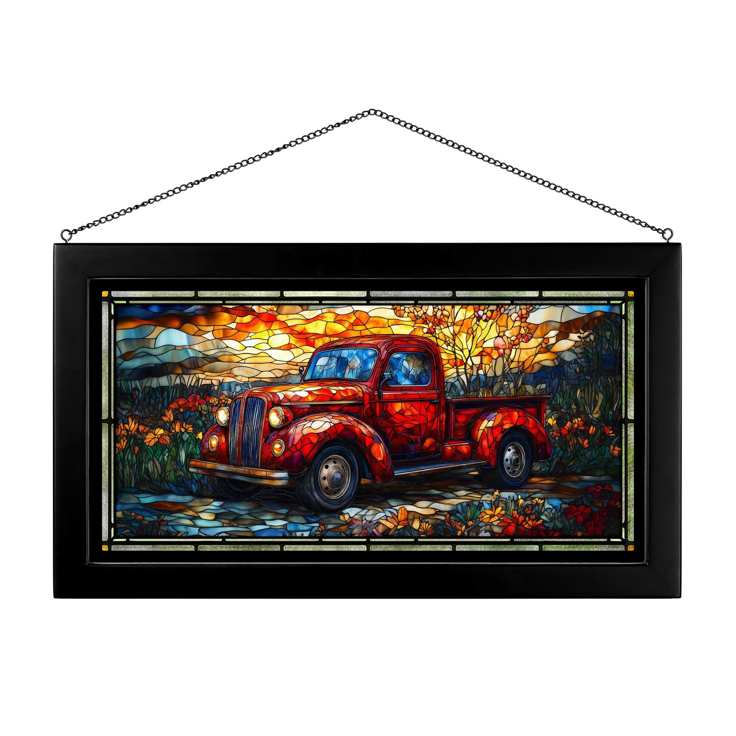 Fading Light, Timeless Ride  - 13" x 23" Stained Glass Art