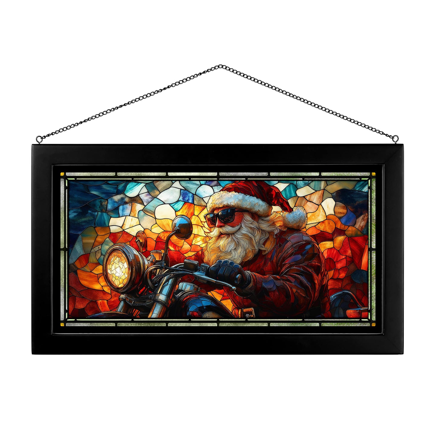 Santa's Iron Sleigh  - 13" x 23" Stained Glass Art