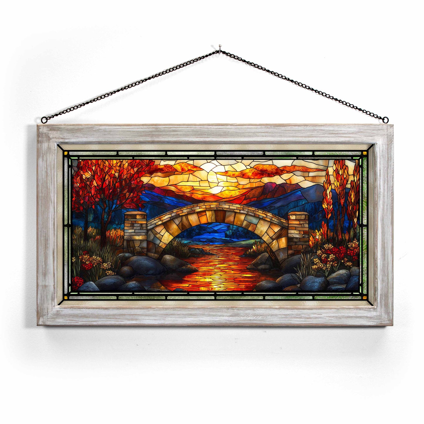 Twilight Crossing - 13" x 23" Stained Glass Art