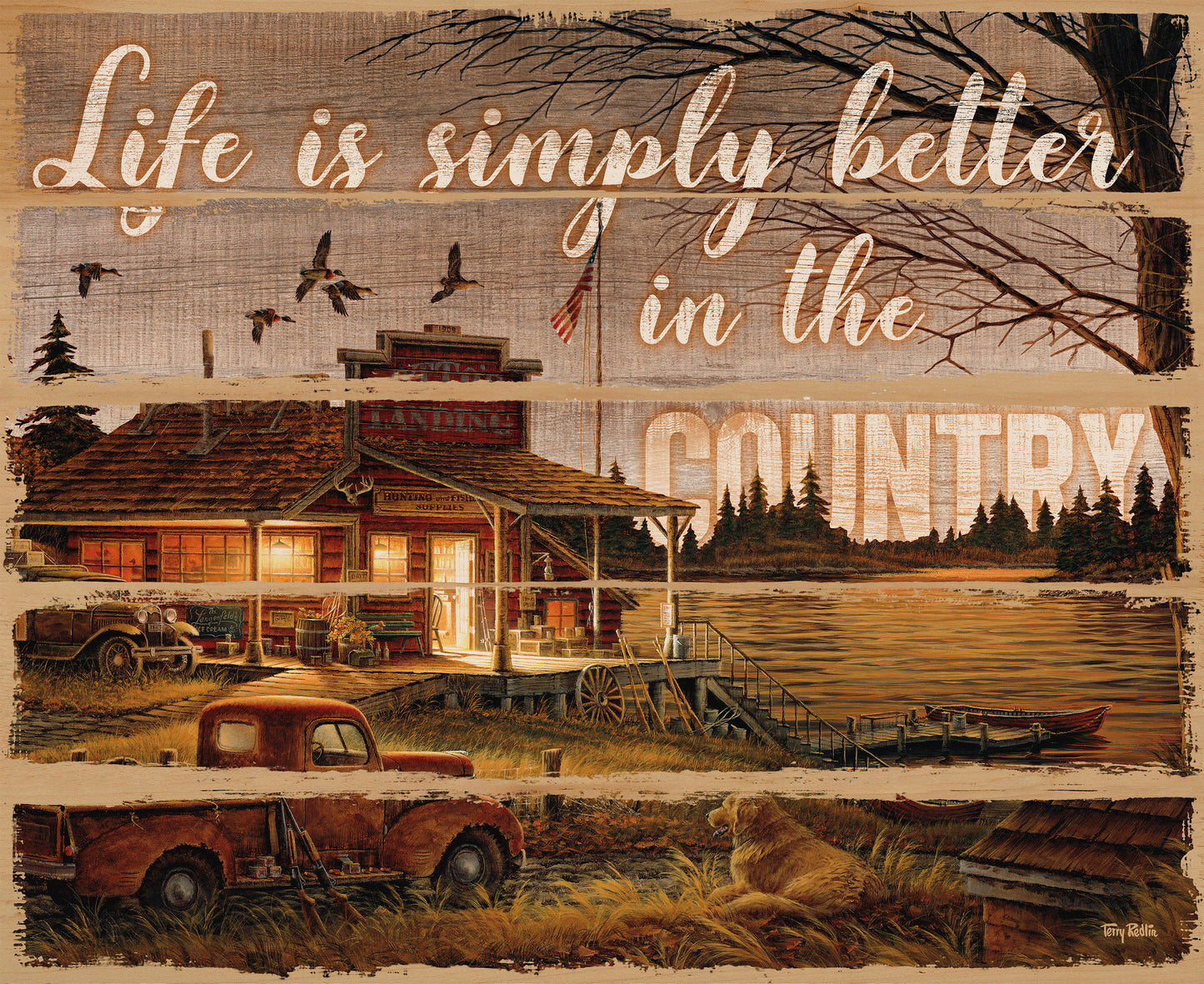 Image of a wood sign that says "Life is simply better in the country."