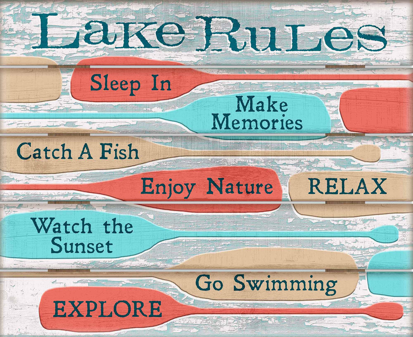 Lake Rules Blue - 18" x 22" Pallet Wall Art