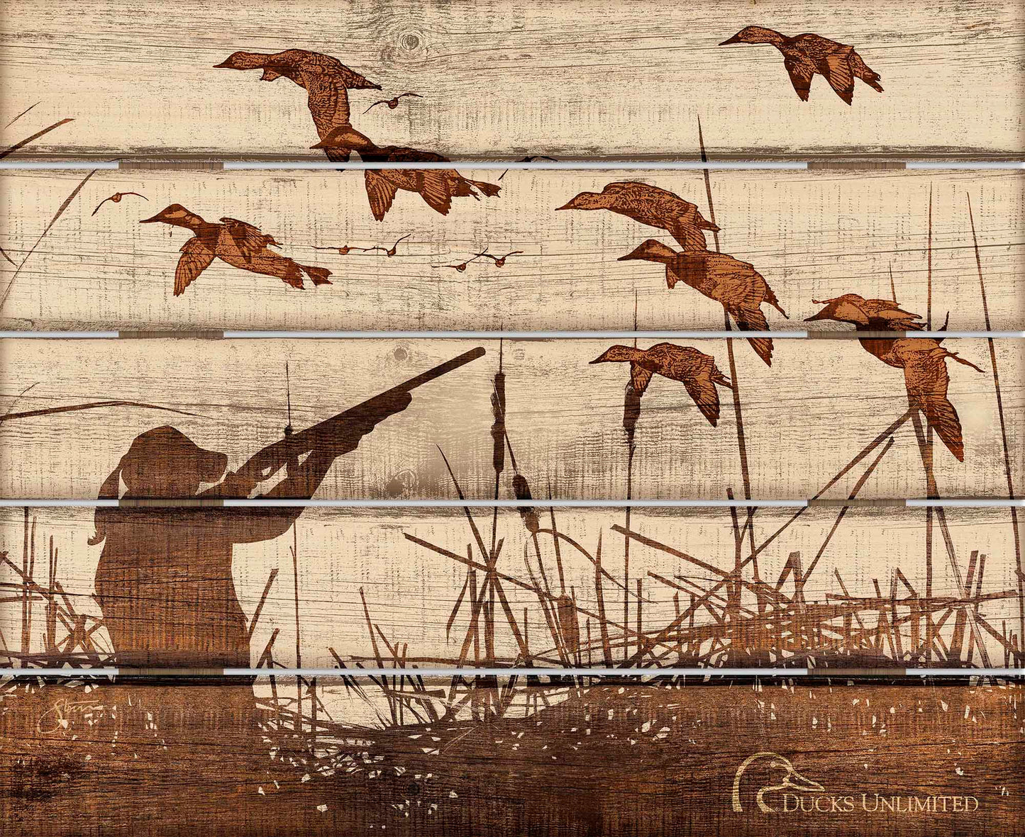 Duck Hunting-Female - 18" x 22" Wood Pallet Sign