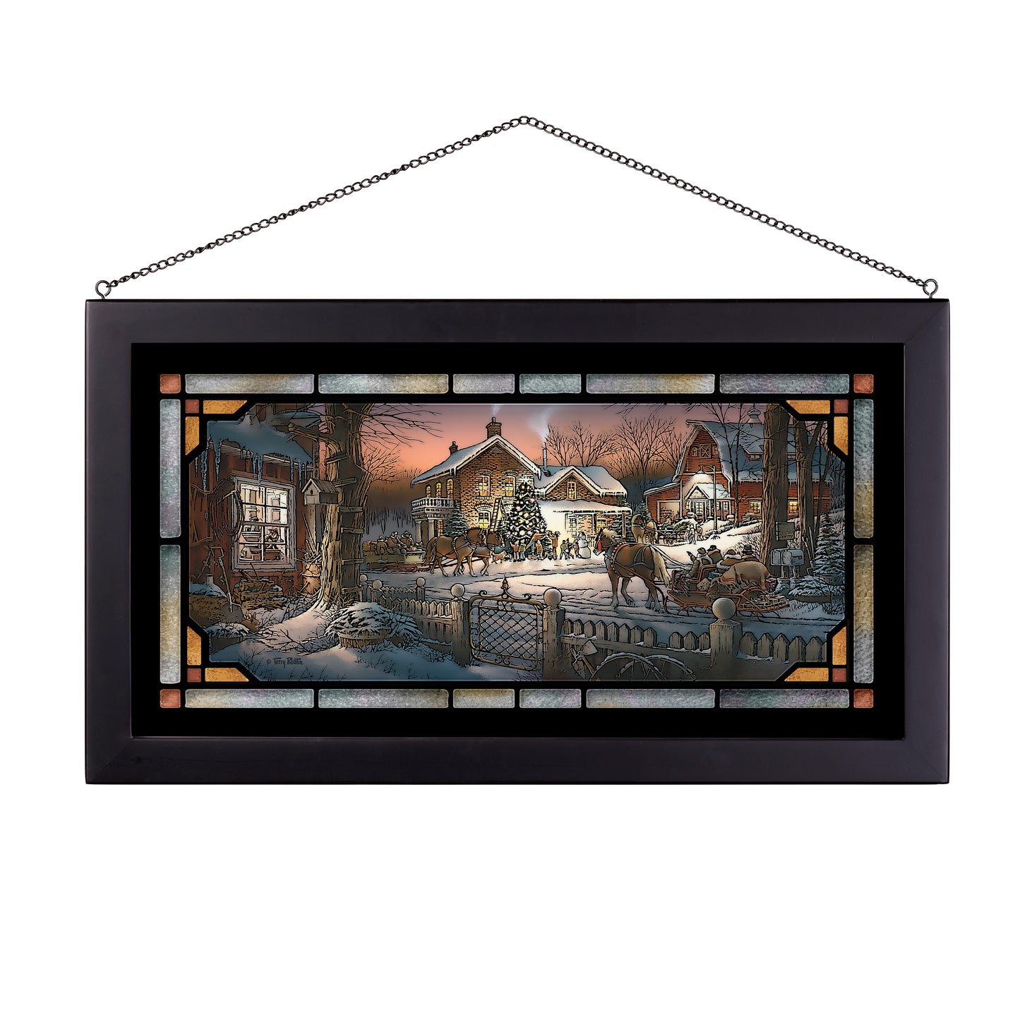 Trimming the Tree - 13" x 23" Stained Glass Art