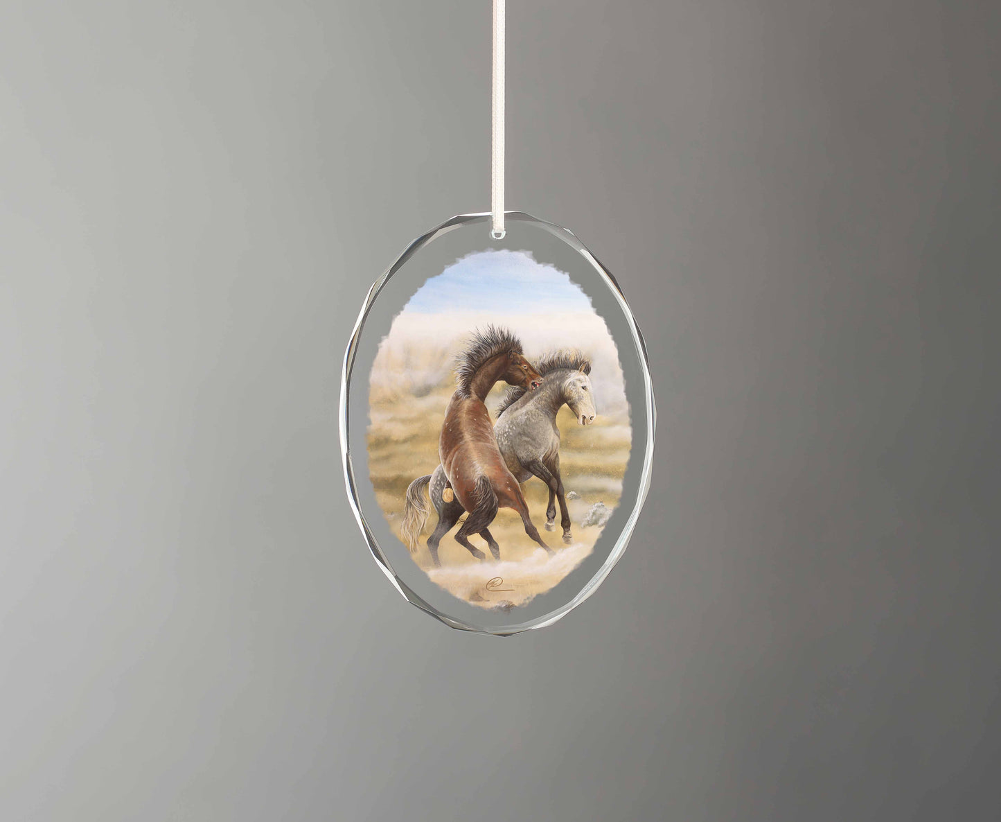 Dusty Tassel -  Oval Glass Ornament
