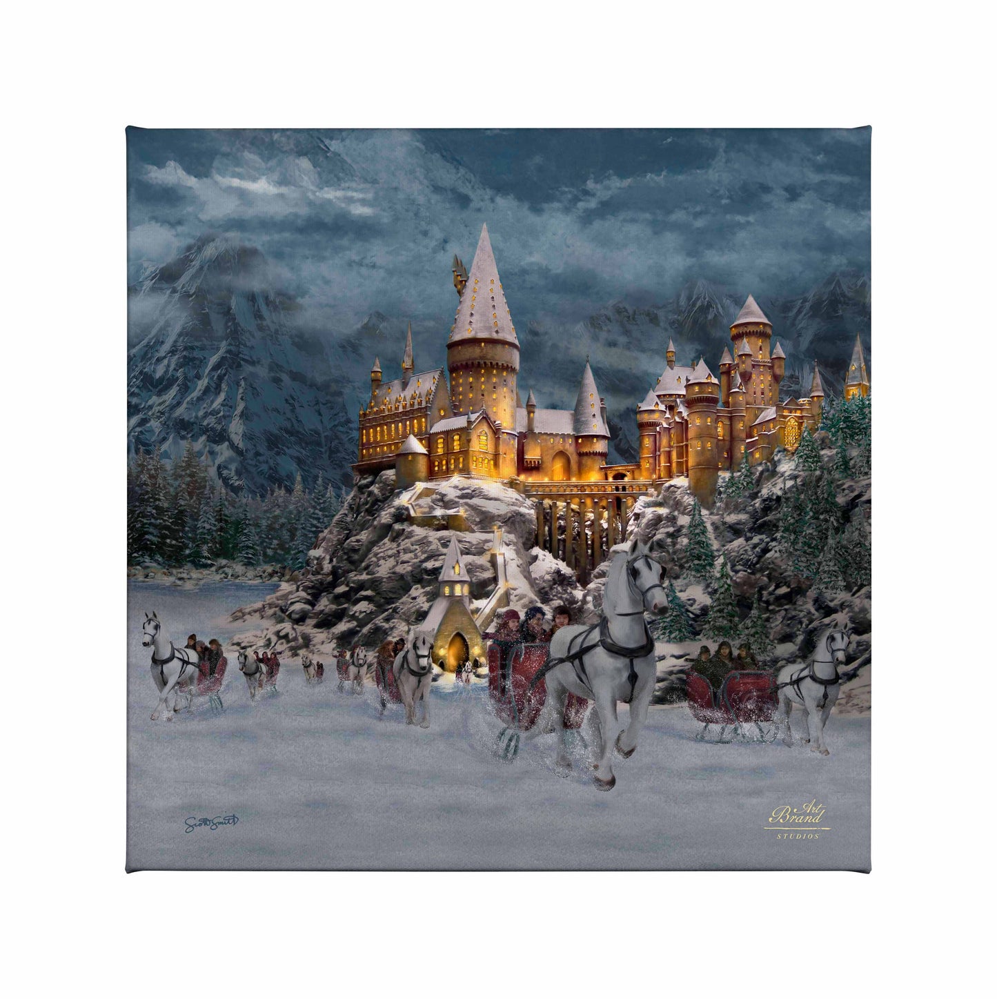Hogwarts Castle in Winter - 14" x 14" Gallery Wrapped Canvas
