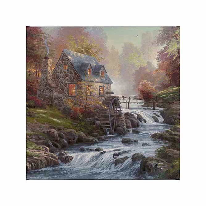 Painting of a house by the river