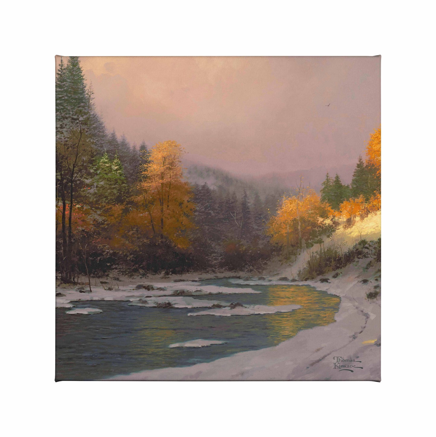 Painting of autumn trees and snow