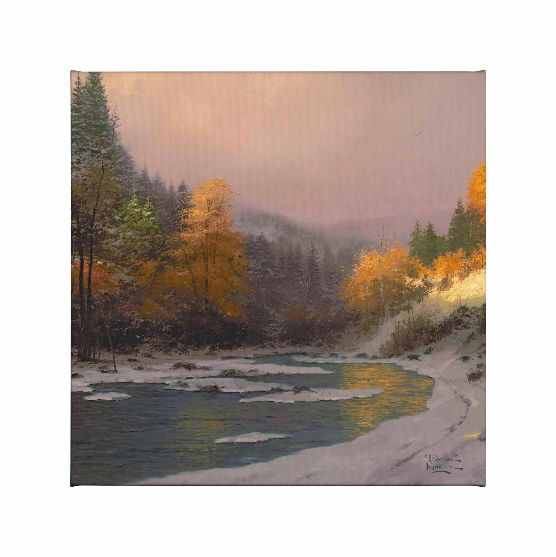 Painting of autumn trees and snow