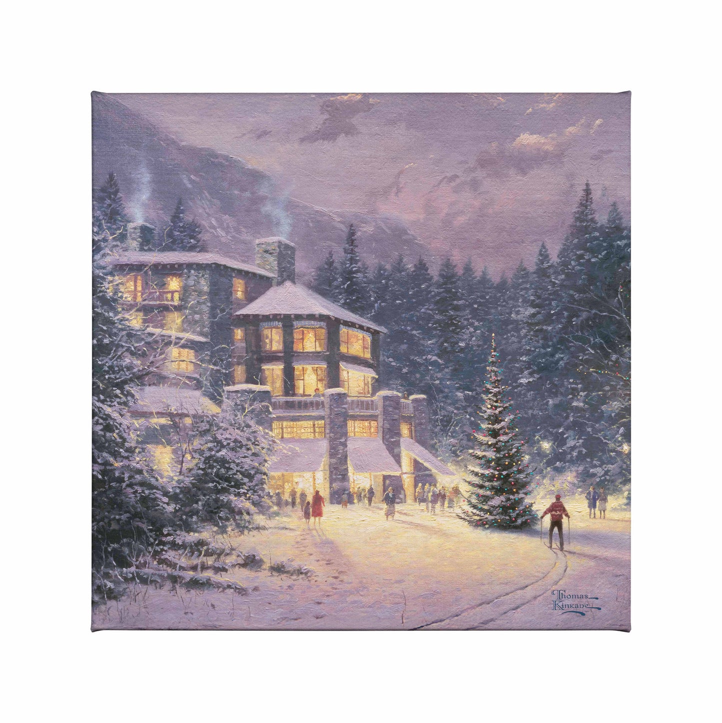 Painting of a Christmas house and tree