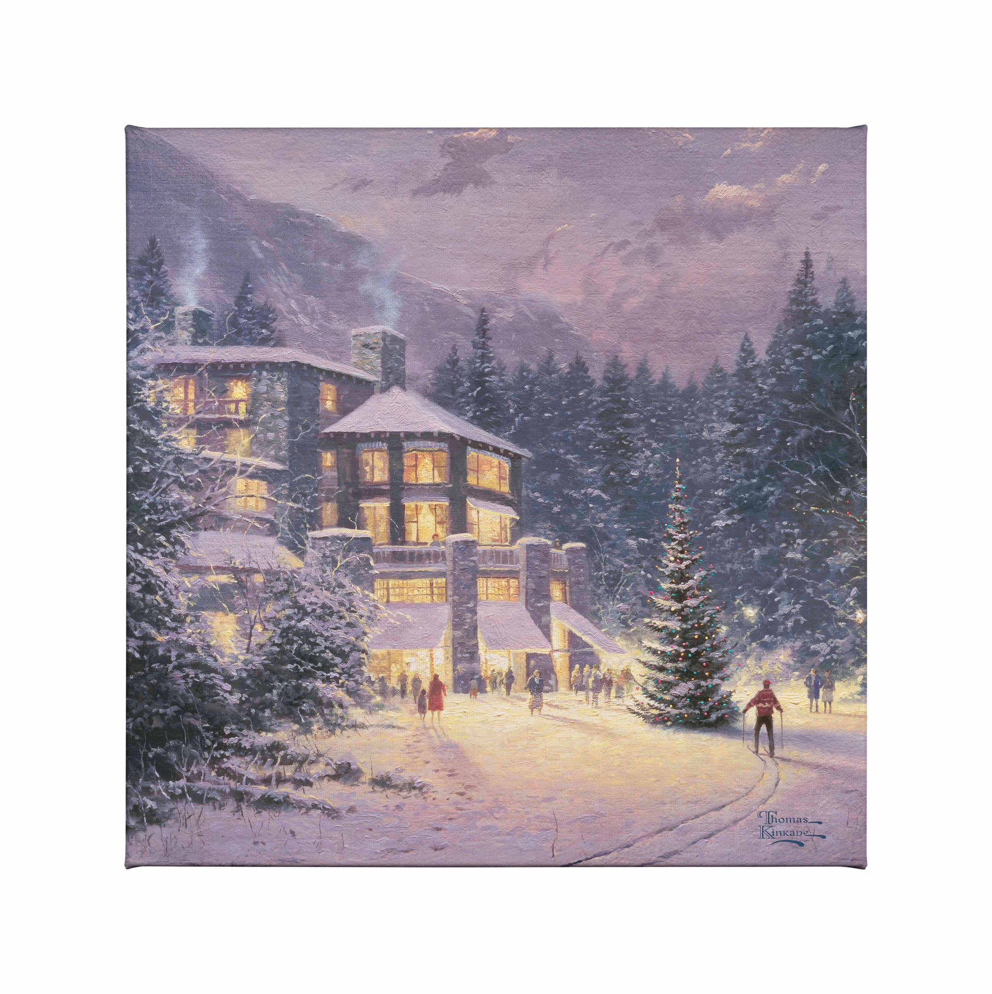 Painting of a Christmas house and tree