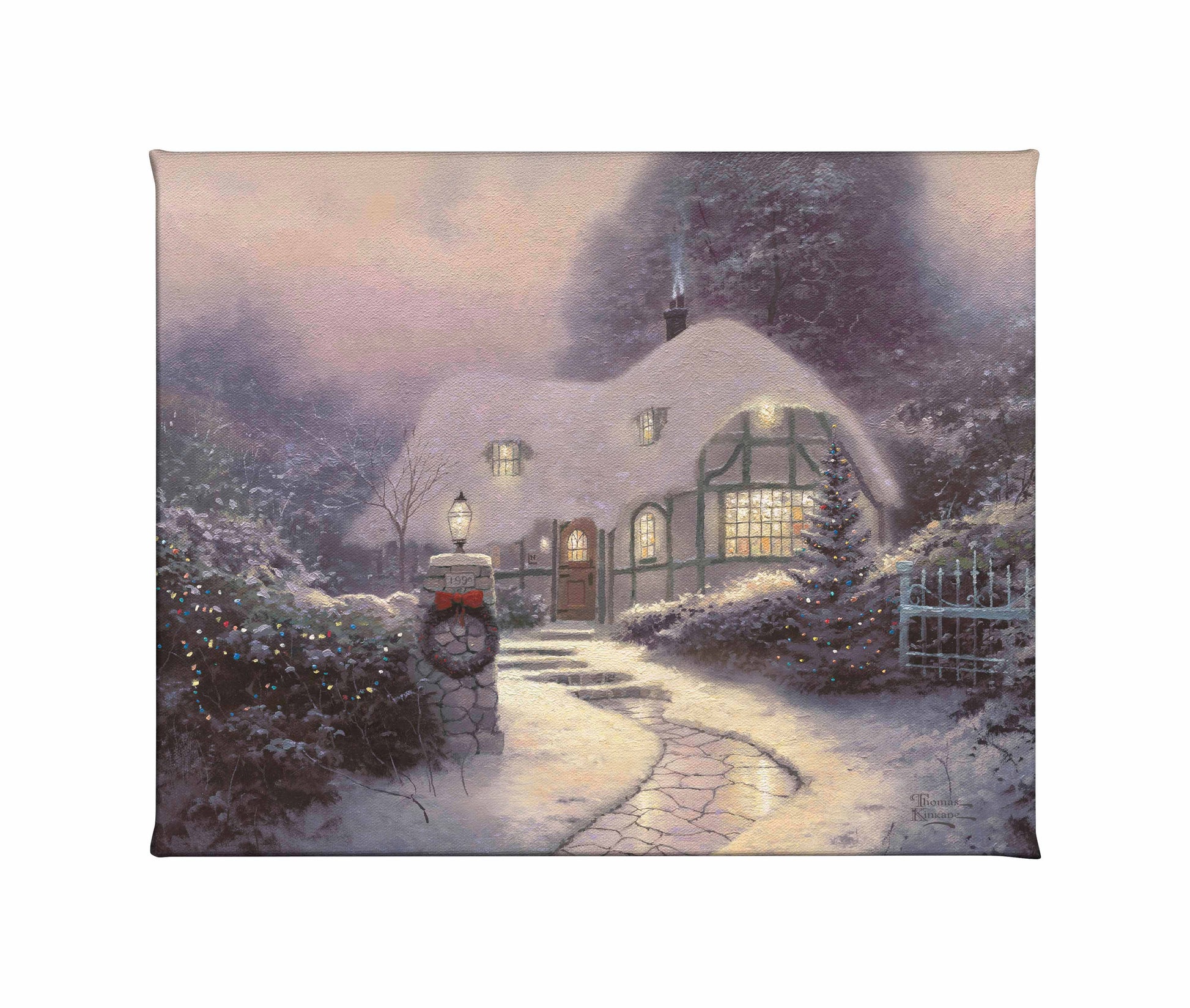 Painting of a Christmas cottage 