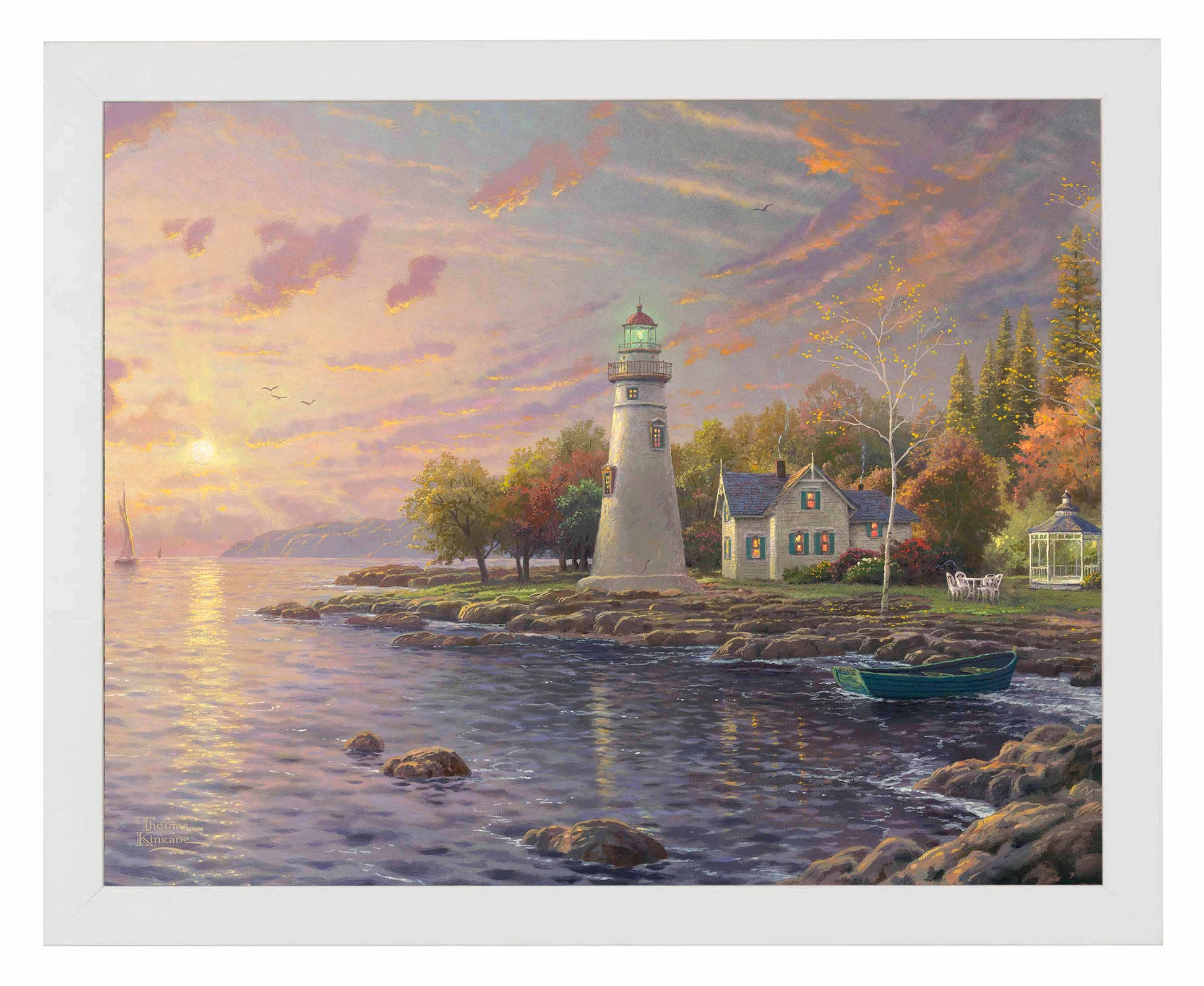 Framed painting of a lighthouse