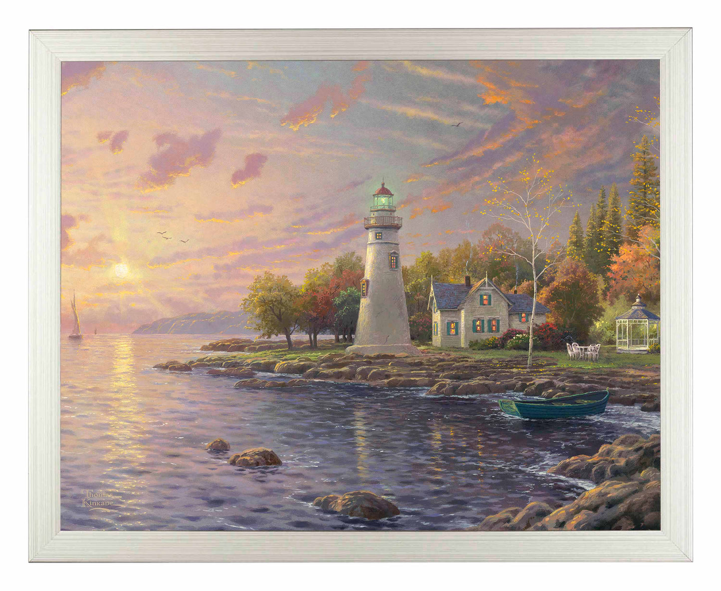 Framed painting of a lighthouse