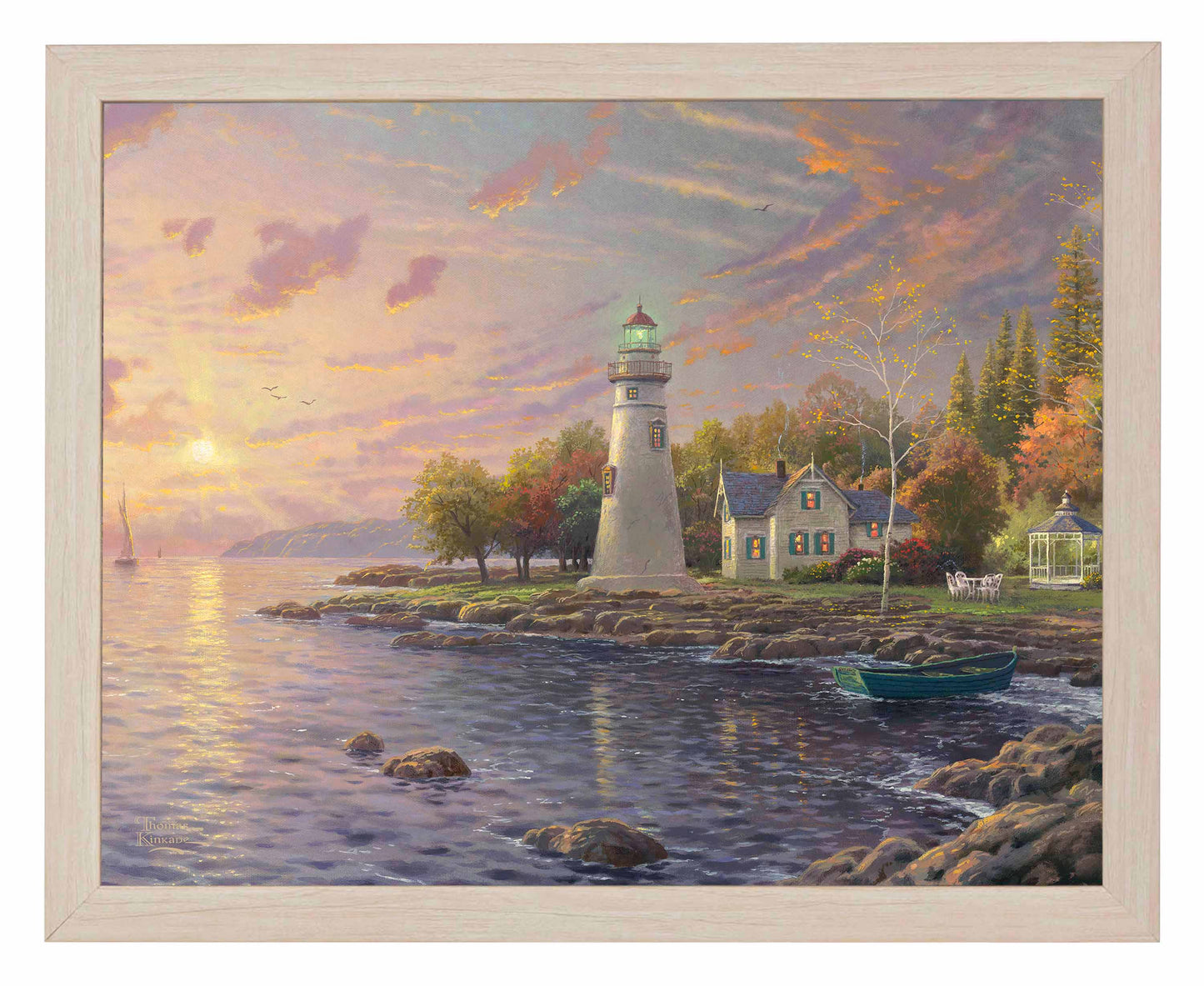 Framed painting of a lighthouse