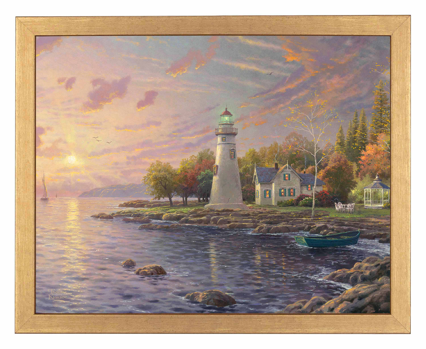 Framed painting of a lighthouse