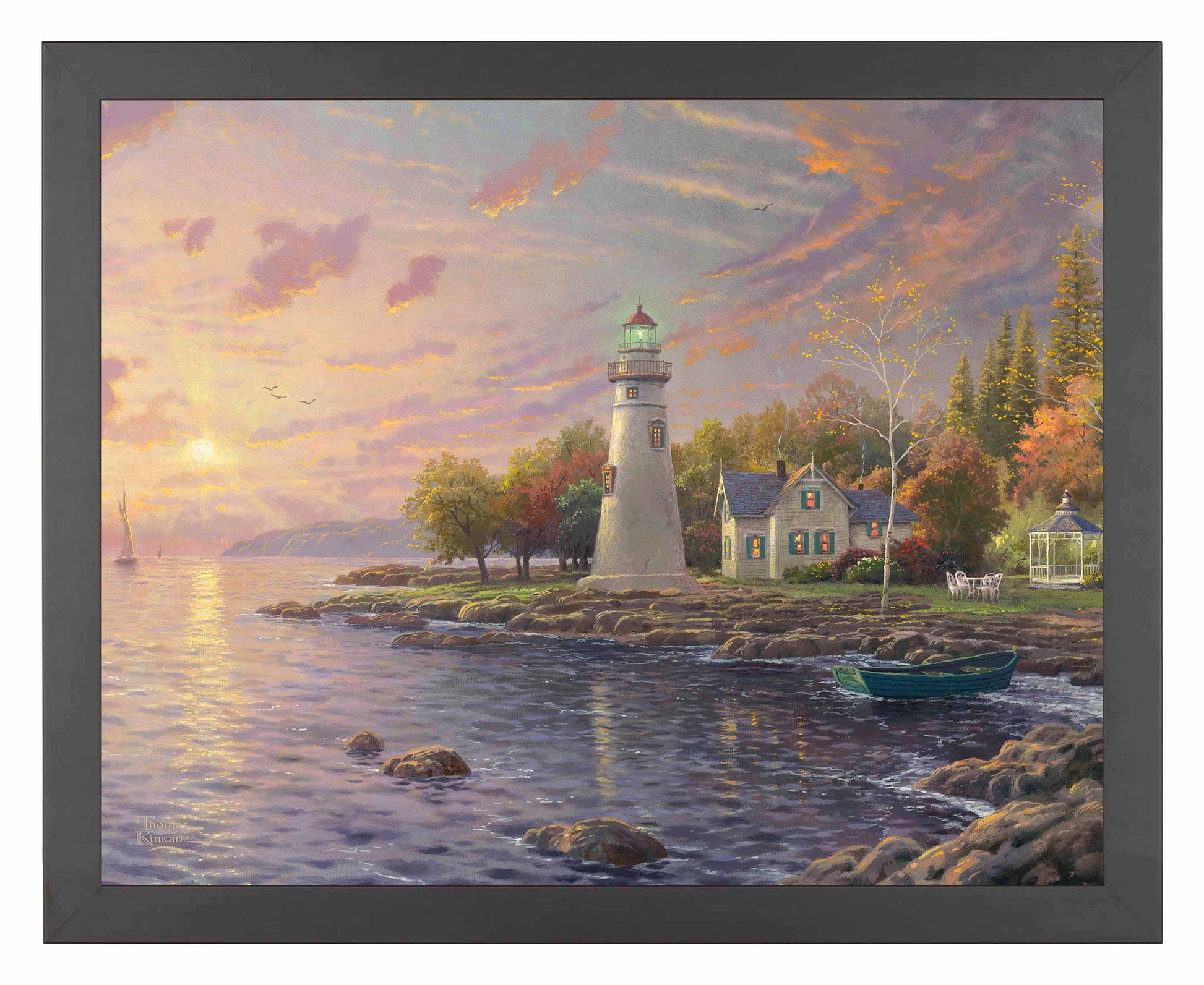 Framed painting of a lighthouse