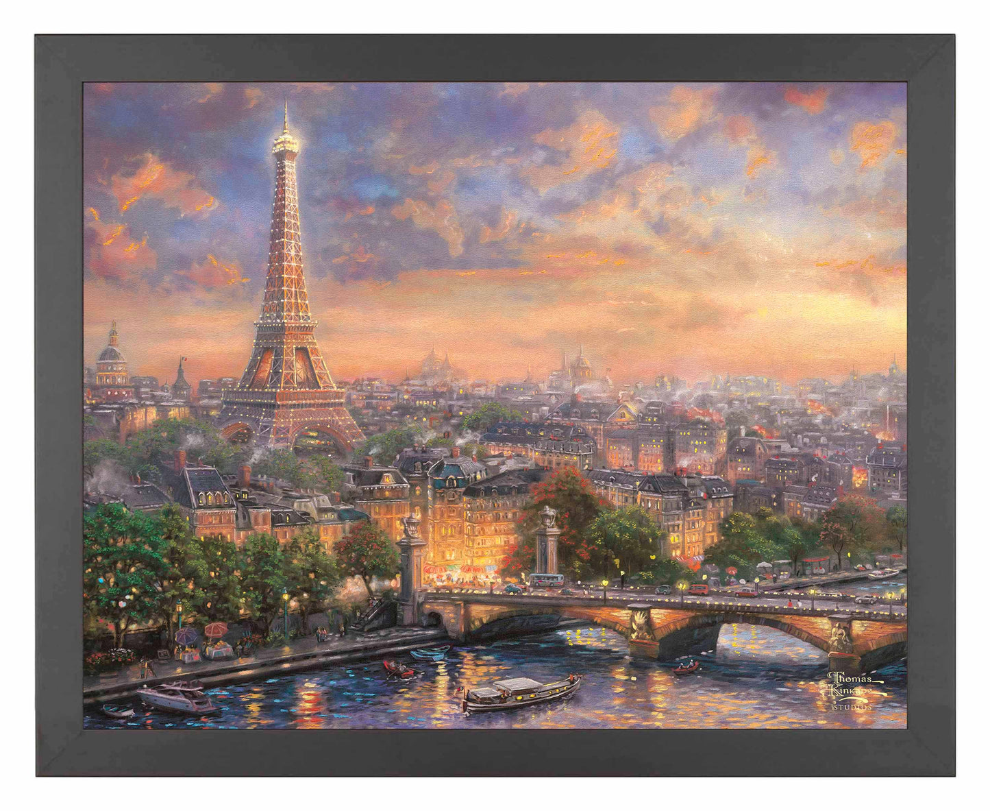 Framed painting showing Paris and the Eiffel tower