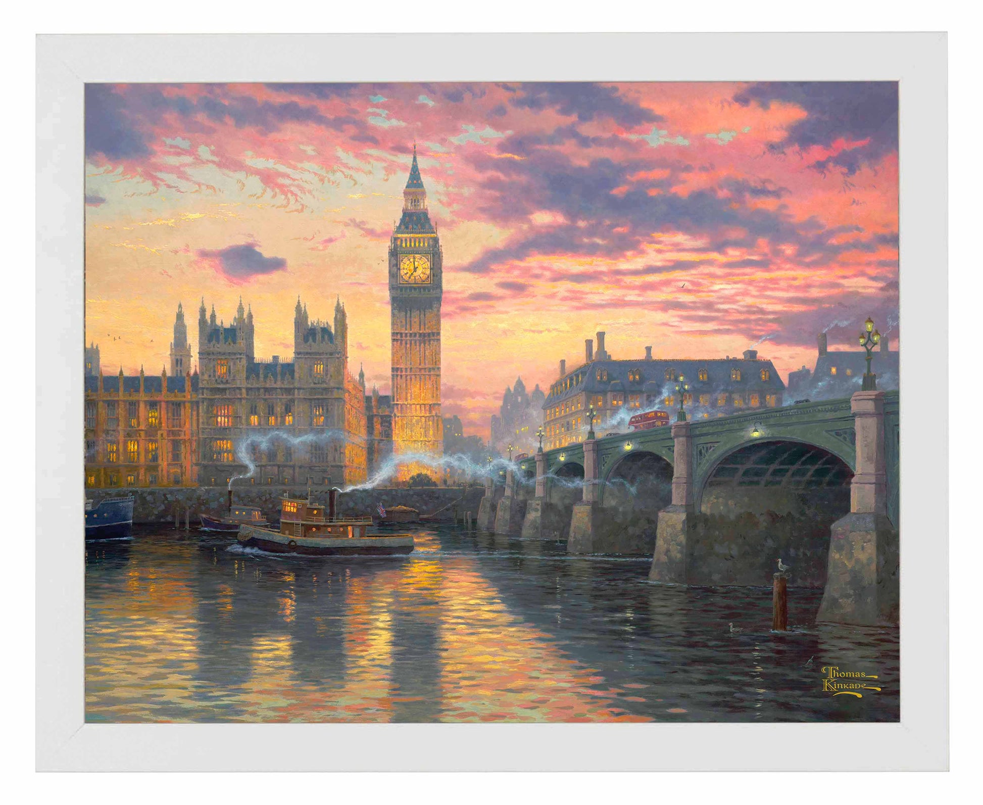 Framed painting of the Big Ben and a bridge by the river in London