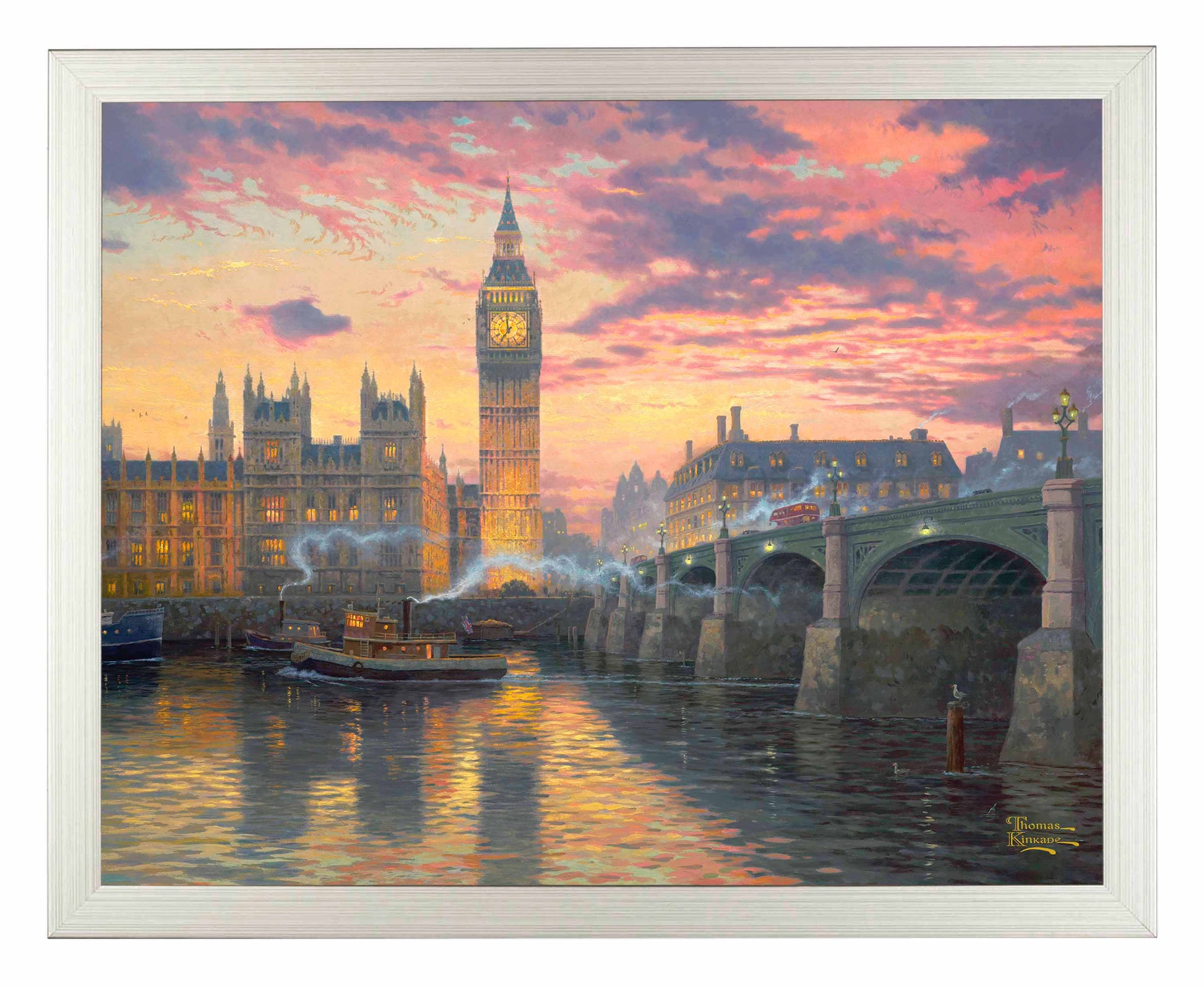 Framed painting of the Big Ben and a bridge by the river in London