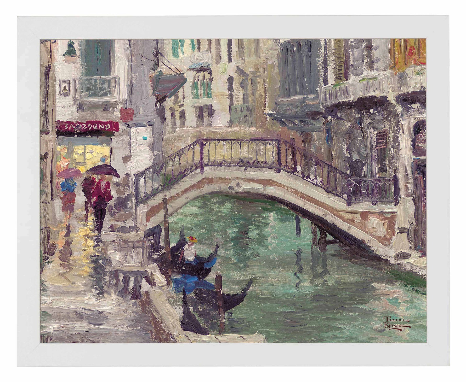 Framed painting of a bridge by the Venice Canal