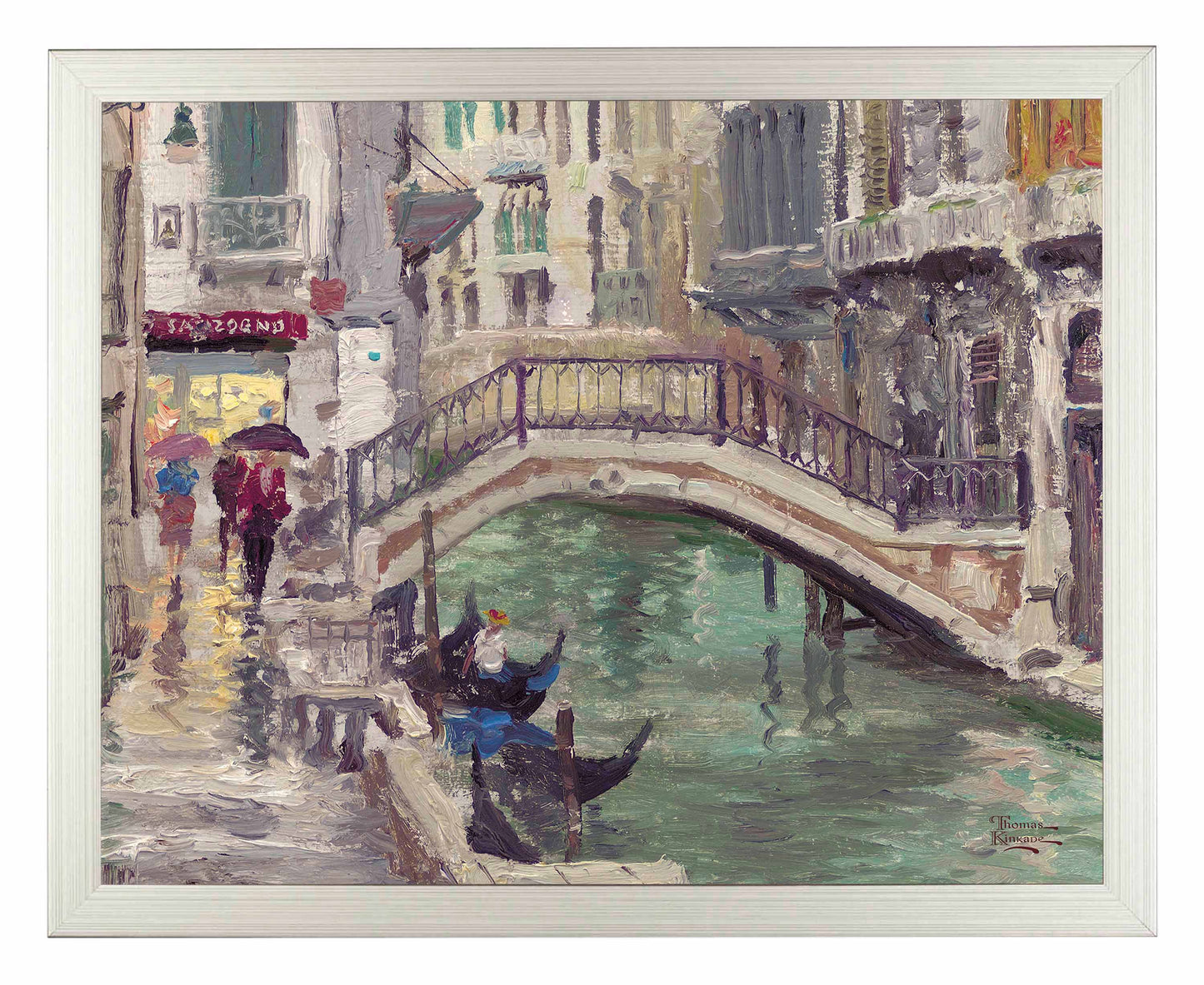 Framed painting of a bridge by the Venice Canal