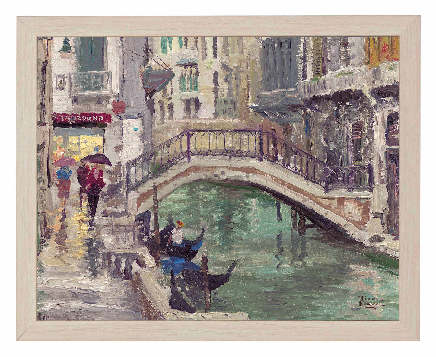 Framed painting of a bridge by the Venice Canal