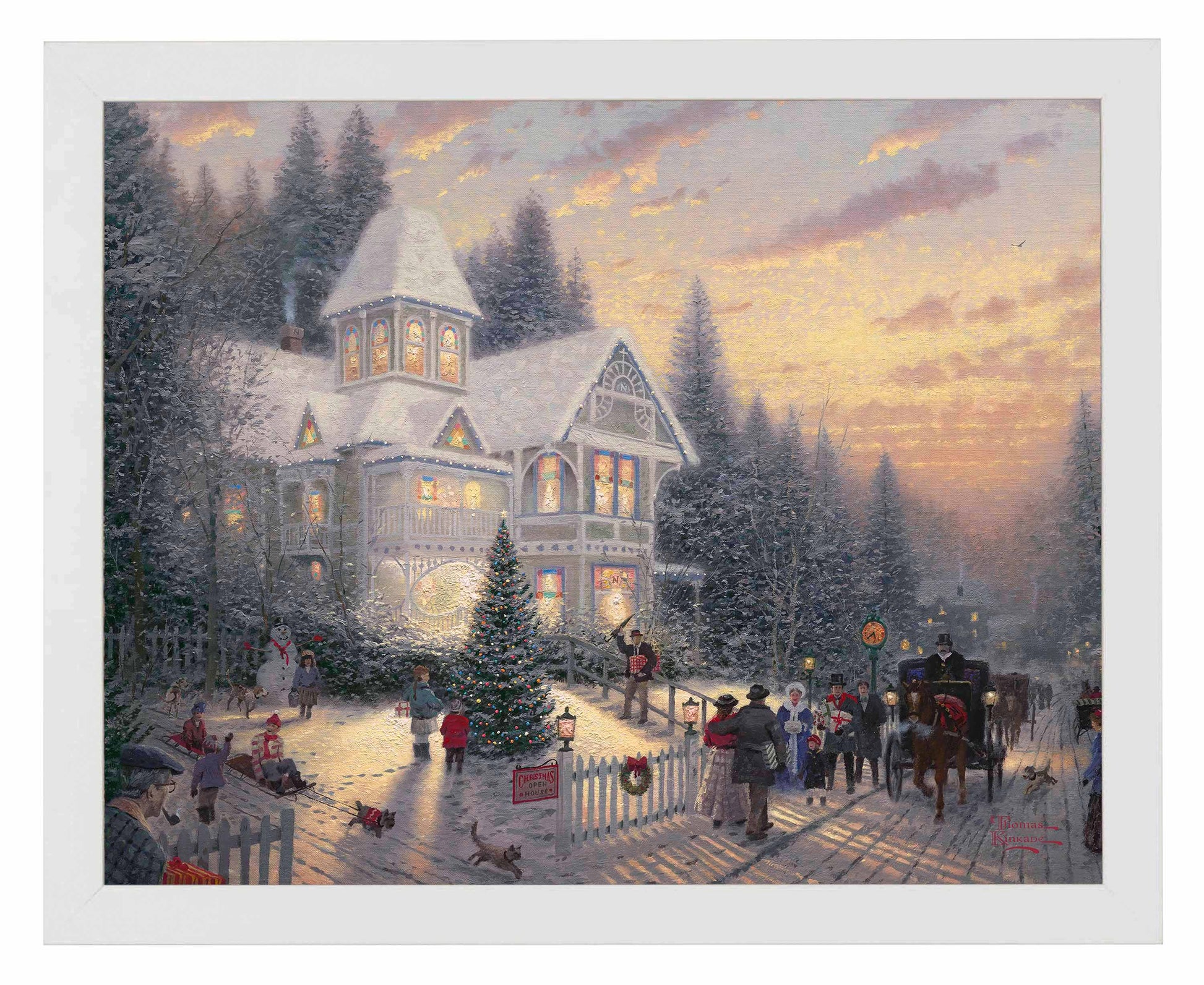 Framed painting of Victorian Christmas theme