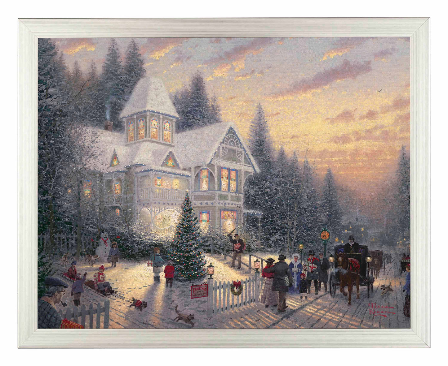Framed painting of Victorian Christmas theme