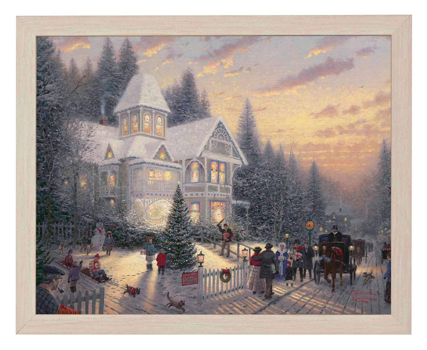 Framed painting of Victorian Christmas theme