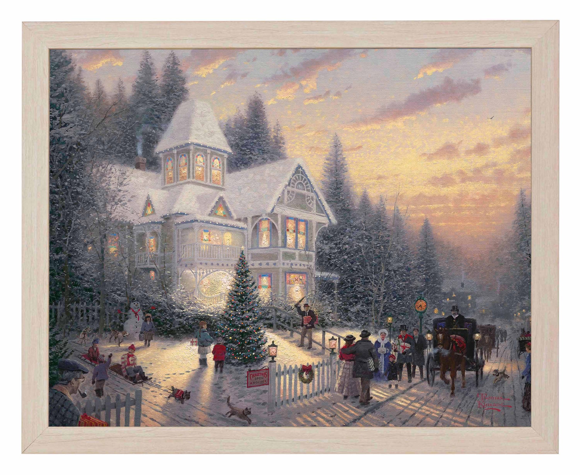 Framed painting of Victorian Christmas theme