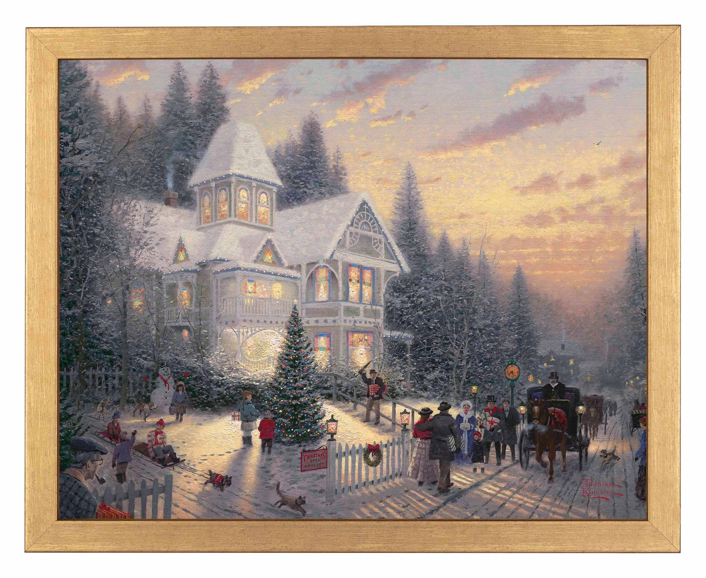 Framed painting of Victorian Christmas theme