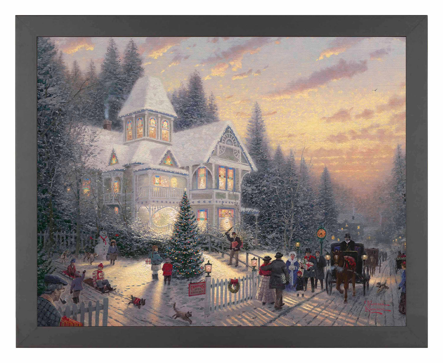 Framed painting of Victorian Christmas theme