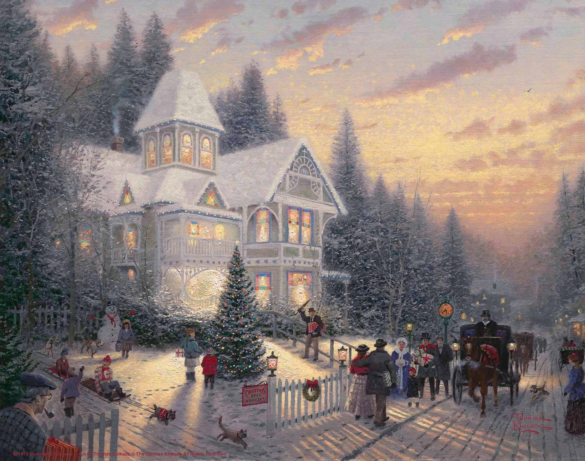 A painting of Victorian Christmas theme